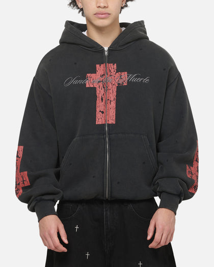 Saint Morta Saints Marked Zip Hoodie Washed Black