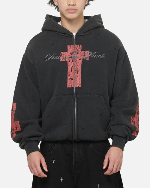 Saint Morta Saints Marked Zip Hoodie Washed Black
