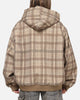 Carre Sherpa Lined Zip Hoodie Brown Plaid