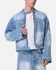MNML Panelled Moto Denim Jacket Washed Blue