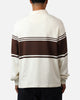 Carre Varsity Long Sleeve Polo Shirt Off White/Brown