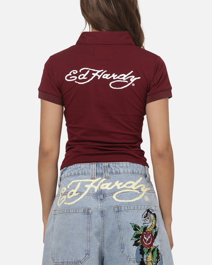Ed Hardy Women's Polo Top Plum