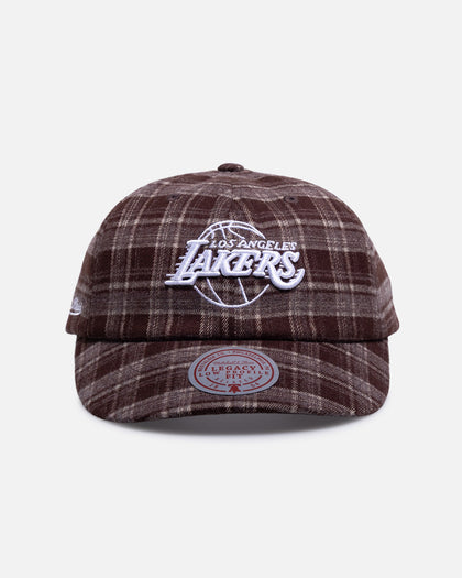 Mitchell & Ness Los Angeles Lakers 'Checked Letter' Legacy Low Profile Snapback Brown
