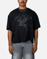 MNML Moth Eaten Cropped T-Shirt Black