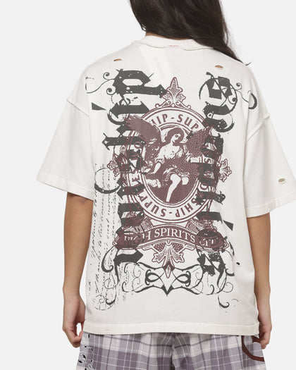 Worship Restraint Box Crop Reverse T-Shirt Coconut Milk
