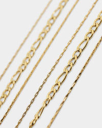 Raising Hell Women's Fine Chain Figaro Stack Necklace Set Gold