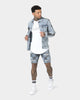 Saint Morta Vintage Checks Denim Shorts Stone Wash Blue