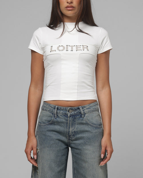 Loiter Women's In Distress Baby T-Shirt Off White