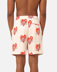 99 Cabana Roaming Hearts Shorts Off White/Red