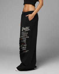 Loiter Destruct Sweat Pants Washed Black