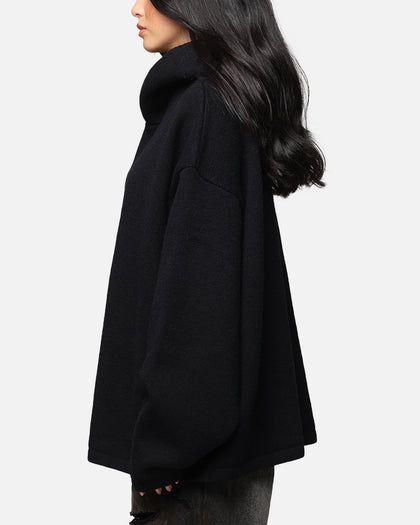 MNML Tonal Grain Knitted Hoodie Black