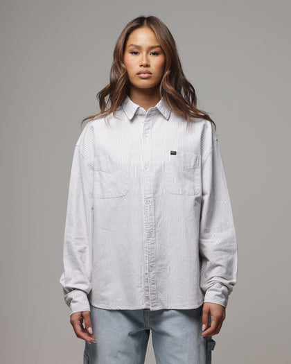 American Thrift Oxford Long Sleeve Shirt Brown Stripe