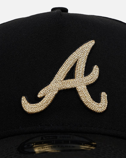 New Era Atlanta Braves 'Raised Metallic Chainstitch' 9FORTY A-Frame Snapback Black