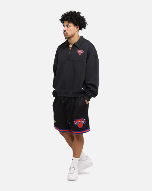 Mitchell & Ness New York Knicks Boxy Quarter Zip Crewneck Faded Black