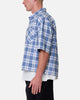 MNML Crop Flannel Short Sleeve Shirt Blue