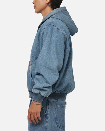 Carre Sherpa Lined Zip Hoodie Mid Blue Denim