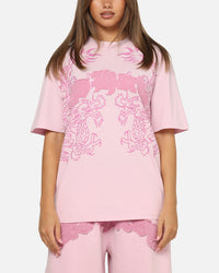 Ed Hardy Double Dragon Applique T-Shirt Pink
