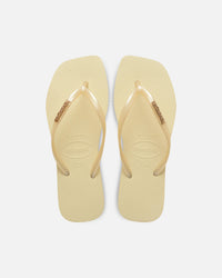 Havaianas Women's Square Toe Logo Metallic Thongs Butter