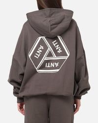The Anti Order Reverse Logo Hoodie Charcoal Grey