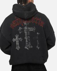 Saint Morta Graves Boxy Hoodie Washed Black