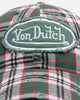 Von Dutch Distressed Plaid Dad Snapback Green
