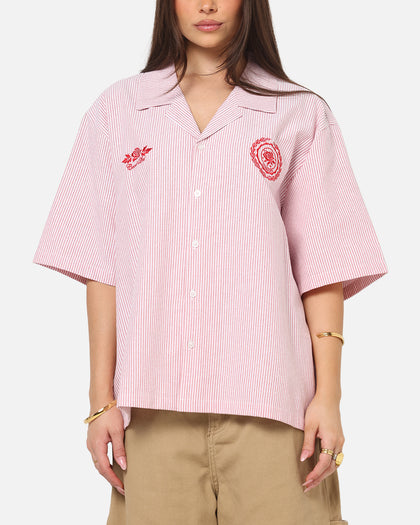 Carre Rose Pinstripe Button Up Shirt Red Stripe