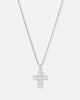 Saint Morta Iced Cushion Cross Pendant Iced White Gold