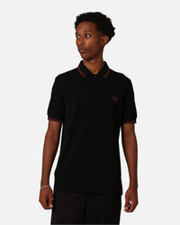 Fred Perry Twin Tipped Polo Shirt Black/Whisky Brown