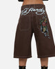 Ed Hardy Serpent Jorts Brown