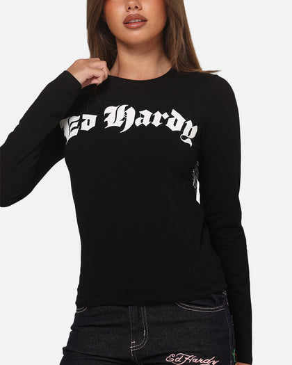 Ed Hardy Women's Tiger Long Sleeve T-Shirt Black