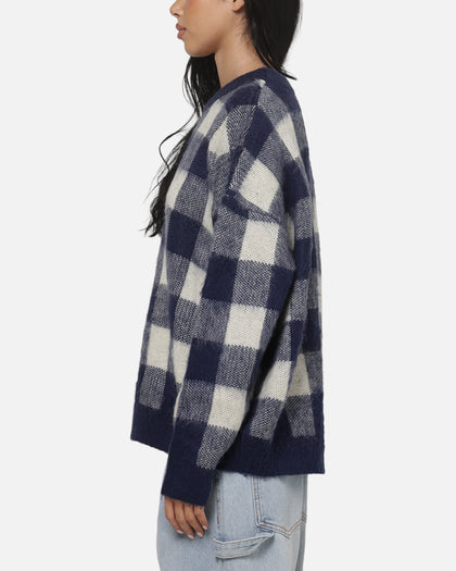 Carre Ombre Knitted Jumper Navy Plaid