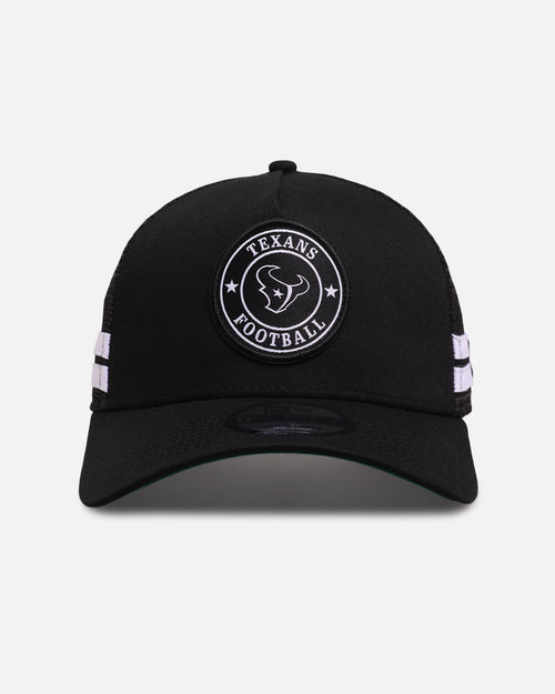 New Era Houston Texans 'Stripe' 9FORTY A-Frame Trucker Snapback Black/White