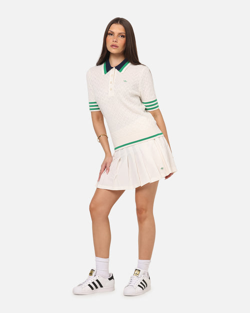 Adidas Women's Originals Knit Polo T-Shirt Chalk White