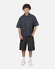 Carre Grid Short Sleeve Button Up Shirt Vintage Navy/Ecru Pinstripe