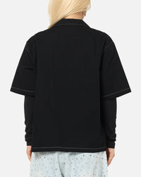 Saint Morta Fray Contrast Button Up Shirt Contrast Black