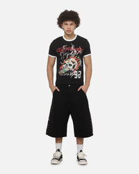 Ed Hardy Flame Skull Ringer T-Shirt Black