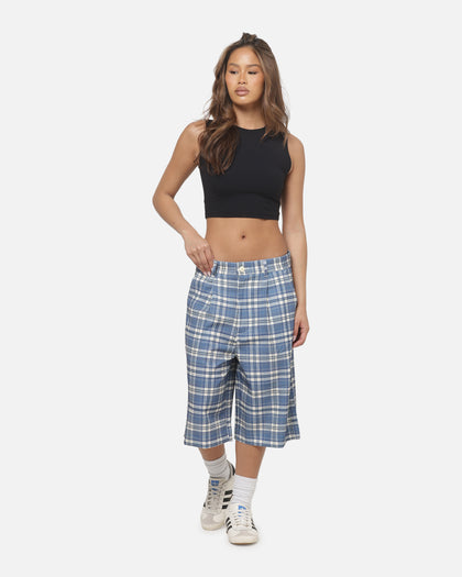 Carre Heritage Pleated Shorts Blue-plaid