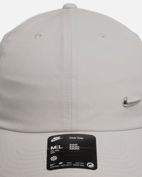 Nike Unstructured Dri-Fit Club Metal Swoosh Strapback Cap Light Bone/Metallic Silver