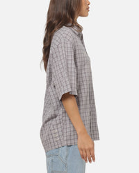 Vouseti Full Court Button Up Shirt Grey Plaid