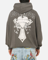 Ed Hardy Sacred Heart Hoodie Washed Charcoal