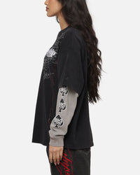 Worship Catharsis Box Crop Long Sleeve T-Shirt Washed Black