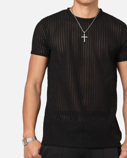 Sik Silk Textured Muscle Fit T-Shirt Black