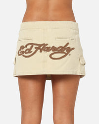 Ed Hardy Women's Cargo Mini Skirt Stone