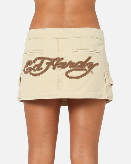 Ed Hardy Women's Cargo Mini Skirt Stone