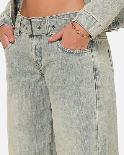 Ed Hardy Women's Vaulted Low Rise Jeans Vintage Blue