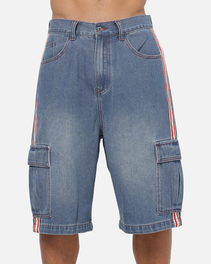 X-Large Oval Baggy Cargo Denim Shorts Indigo Blue