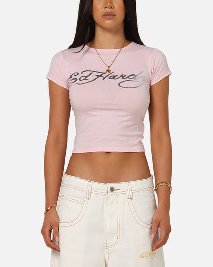Ed Hardy Women's Chrome Baby T-Shirt Pink