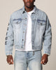 Saint Morta Rip Gothic Cutoff Denim Jacket Superwash Blue