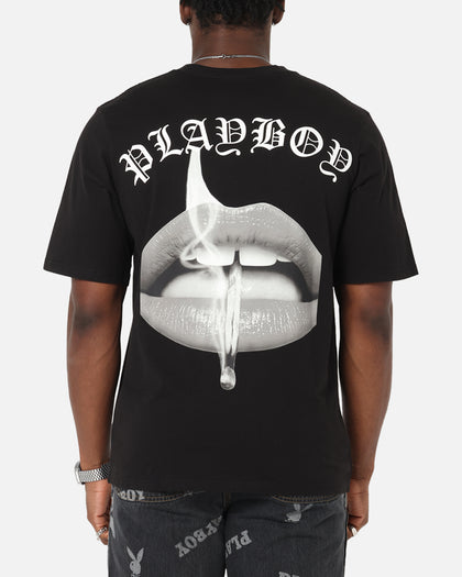 Playboy Gothic Mono Lips T-Shirt Black