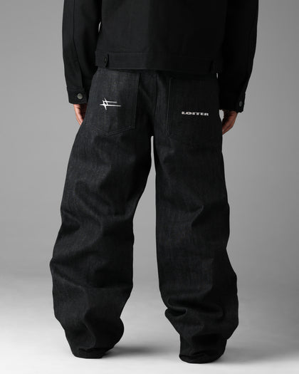 Loiter Selvedge Denim Boot Cut Jeans Black